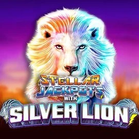 Stellar Jackpots with Silver Lion online game logo by Lightning Box Game on slimkingg.com